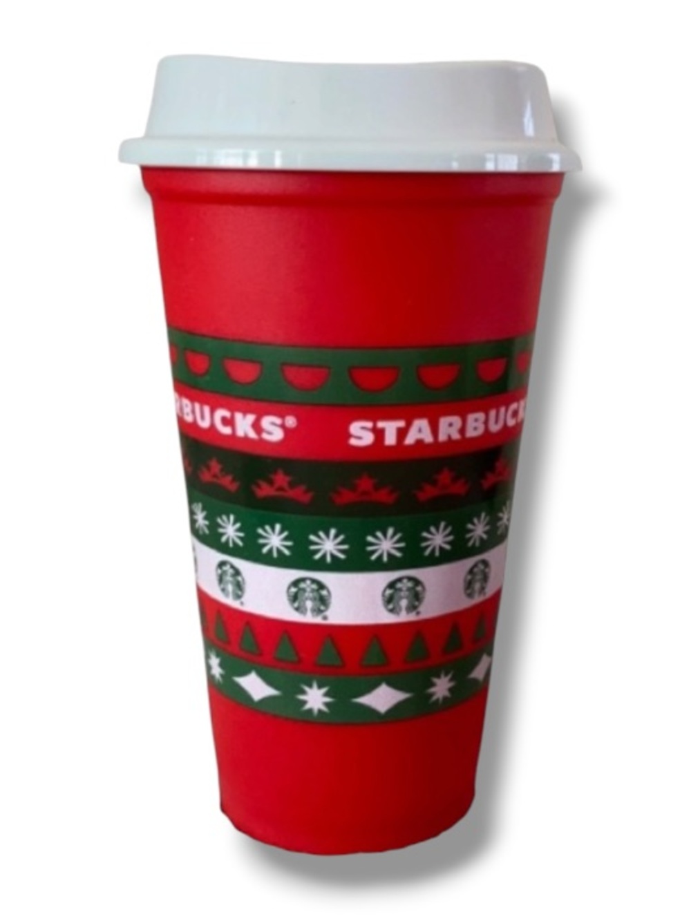 Starbucks Holiday Cup 2020 Festive Keepsake Plastic Christmas Drink w Top Cap